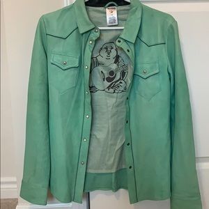 True religion sheep skin shell coat